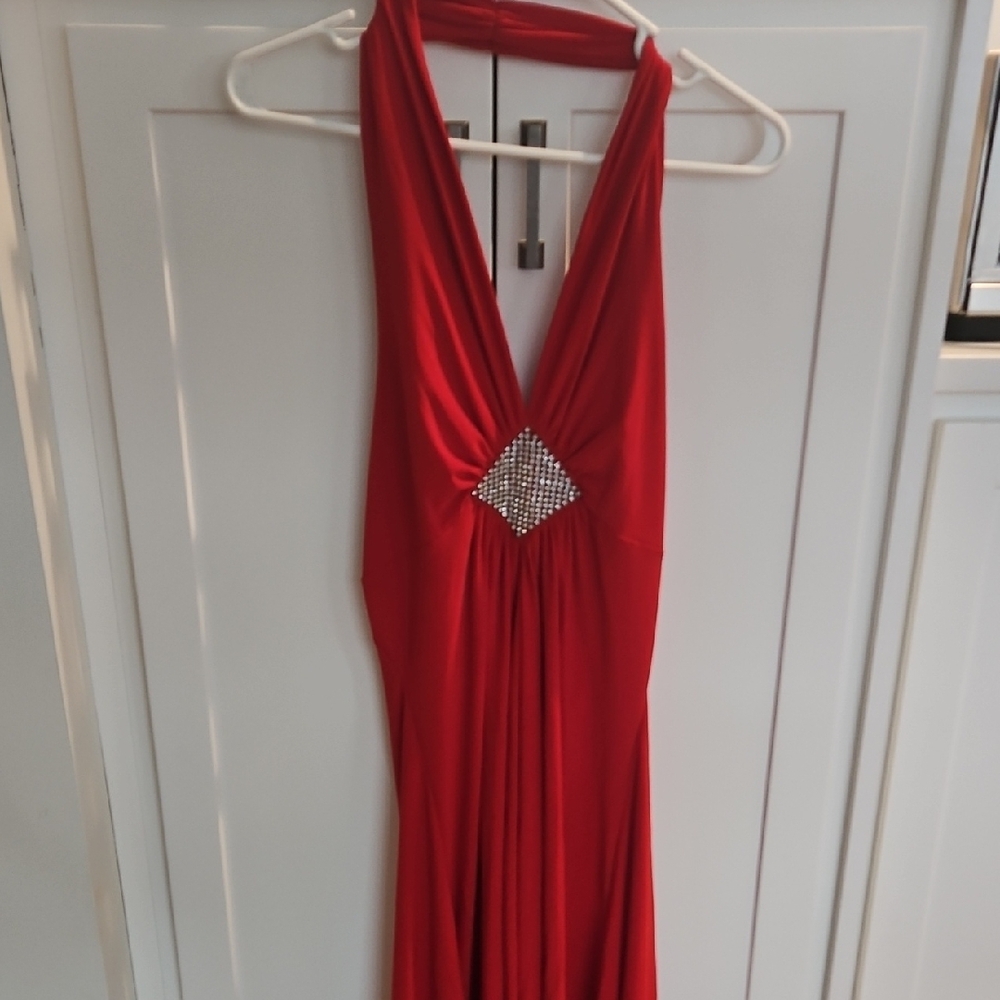 Elegant Red Halter Dress